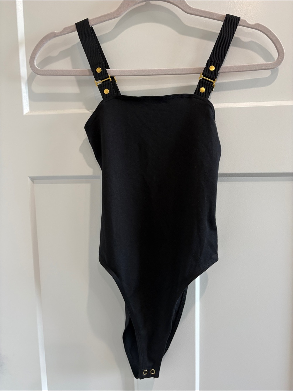 Good American Black Bodysuit with Gold Hardware